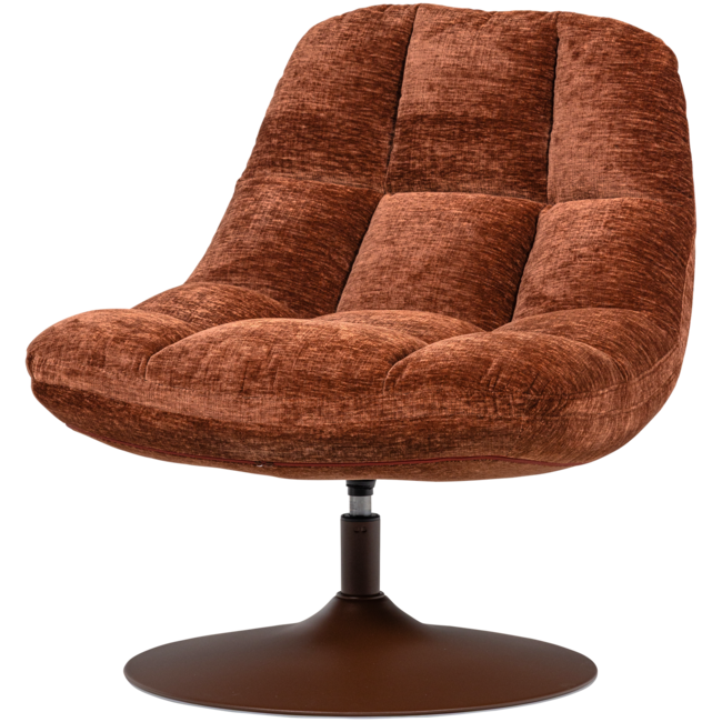 Woood Elvi Draaifauteuil Chenille Structuur Roestbruin