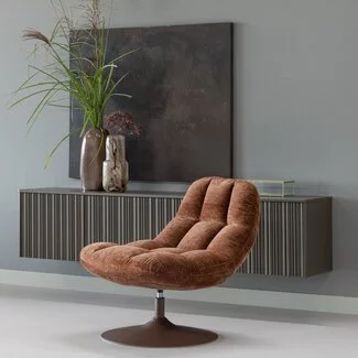 Woood Elvi Draaifauteuil Chenille Structuur Roestbruin