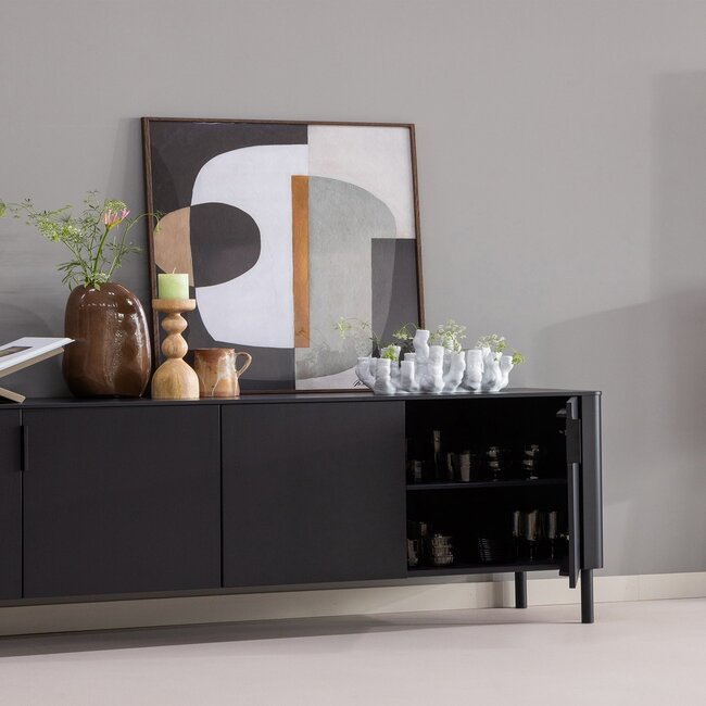 Woood Gunnar Dressoir 200 Cm Grenen Matzwart [fsc]