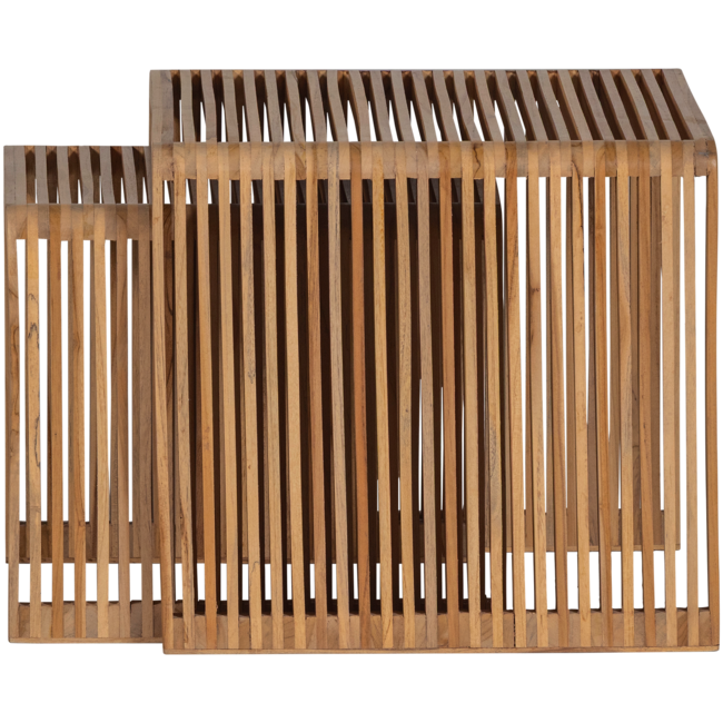 Woood Jasmijn Bijzettafel Recycled Teak Naturel - Set Van 2