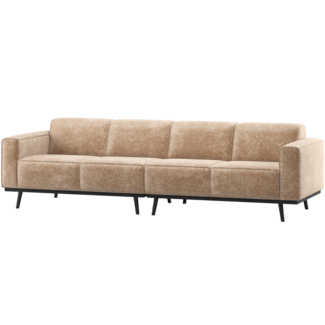 Woood Statement 4-Zits Bank 280 Cm Chenille Velvet Perzikroze
