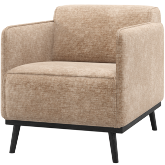 Woood Statement Fauteuil Met Arm Chenille Velvet Perzikroze