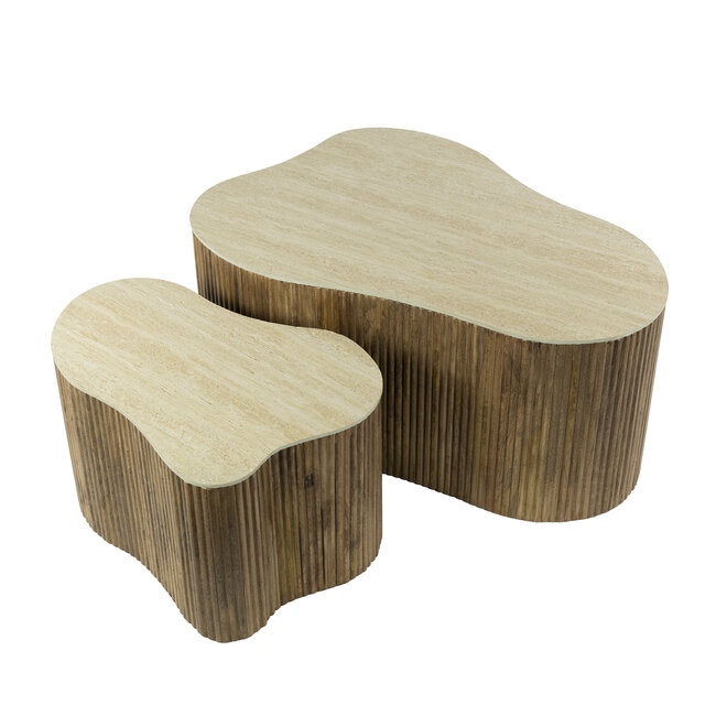 WoonStijl Salontafel Nuovo shamrock set van 2 / Massief mango zand