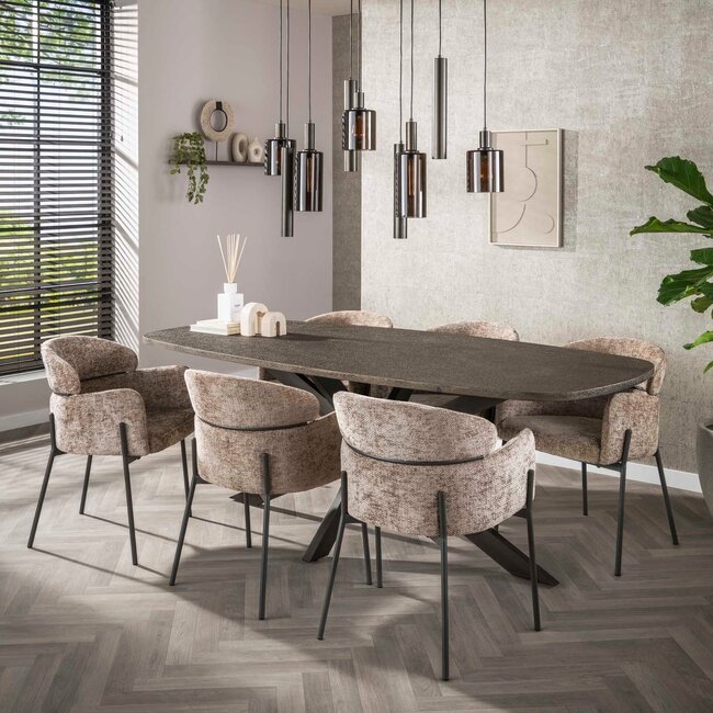 WoonStijl Eetkamerstoel ronde rug Curva Hoven Champagne