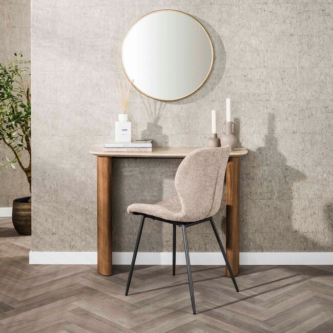 WoonStijl Hal-/Kaptafel Romano Curvo Keramiek Travertin – Stijlvol Design