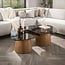 WoonStijl Salontafel Tinto driehoekig set set van 2 salontafels met brons glas