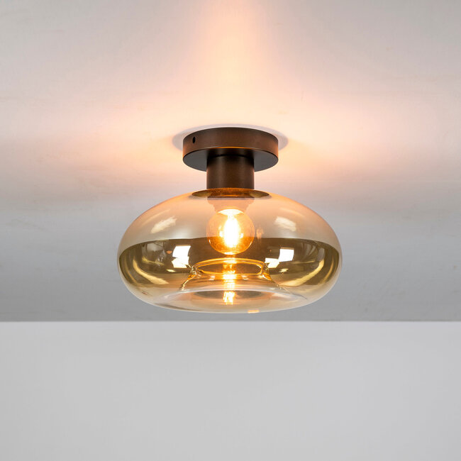 WoonStijl Plafondlamp Soll Amber glas