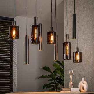 WoonStijl Hanglamp Sepiora 5+4-lichts Sienna bruin