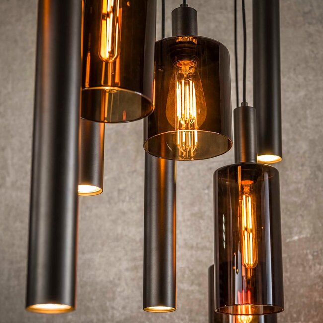 WoonStijl Hanglamp Sepiora 5+4-lichts Sienna bruin