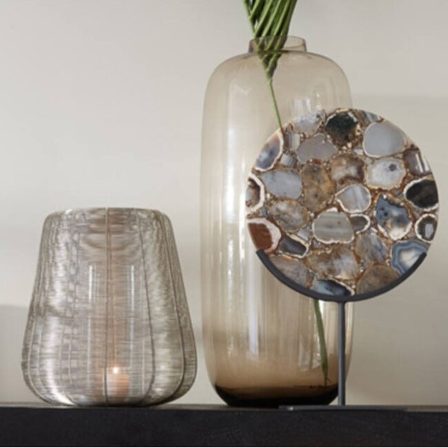 Light en Living Ornament op voet GOUYA agaat en mat zwart - Light & Living