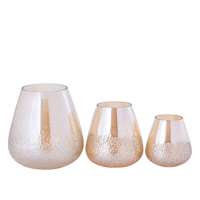 PTMD Ameara Amber glas rond taps windlicht M