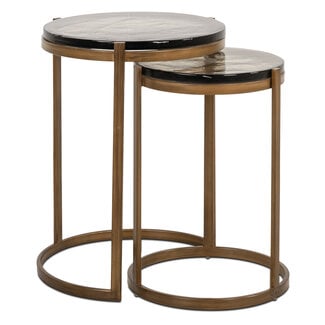 Richmond Interiors  Bijzettafel Cleo goud (set van 2)