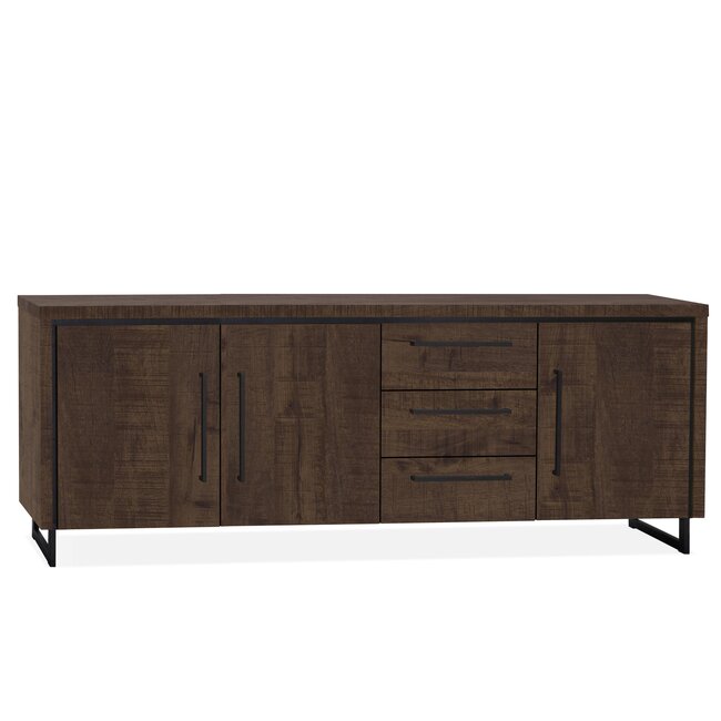 WoonMax Rimini dressoir 3 deurs Darkmango - 3 lades Lamulux 225 cm