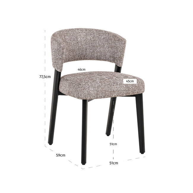Richmond Interiors  Eetkamerstoel Zeno earth tweed