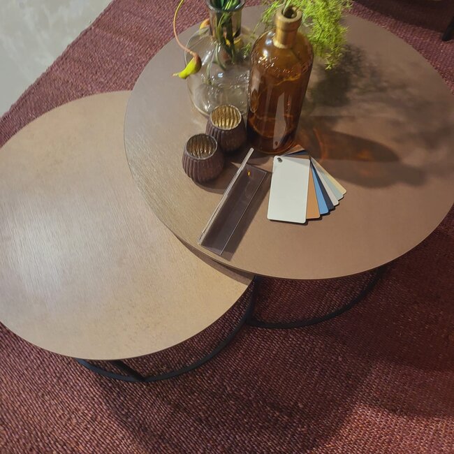 WoonMax Salontafel Harlow set van 2 - lamulux geborsteld gehamerd koper
