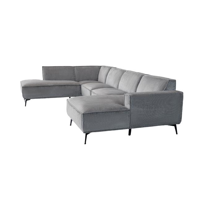 Tower Living Leeds Chaise R - 2 5 - Ottoman L - Touch 27 Light grey