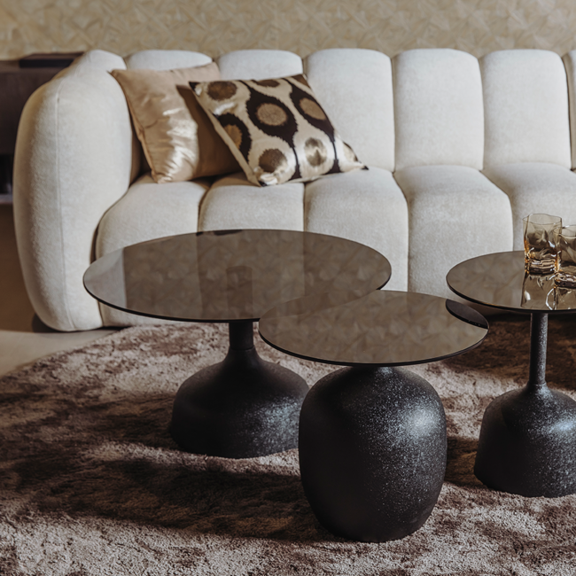 Tower Living Elba Salontafel glas zwart rond 70 cm