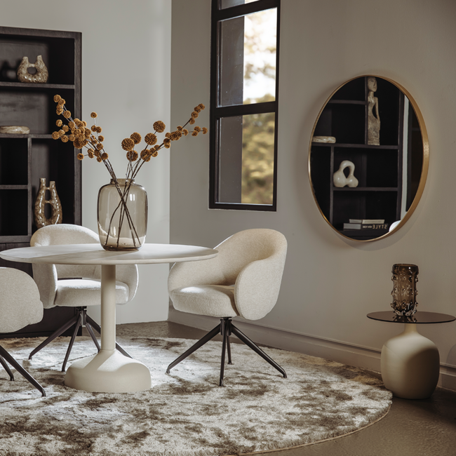 Tower Living Vigo Bijzettafel glas gebroken wit 45 cm - Tower Living