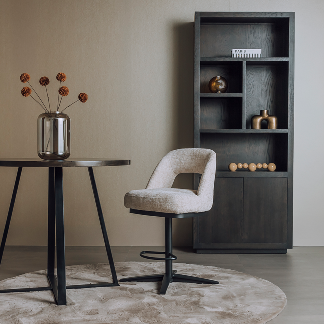 Tower Living Caldes Barstoel - fabric Ted 24 off-white (draaibaar)
