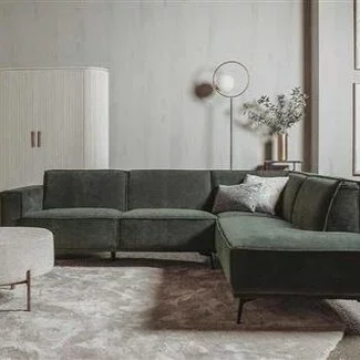 Tower Living Bank Leeds - 2,5 zits + ottomane  Rechts - City 355 Flesgroen Showroommodel