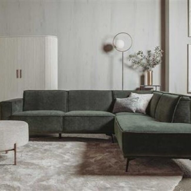 Tower Living Bank Leeds - 2,5 zits + ottomane  Rechts - City 355 Flesgroen Showroommodel