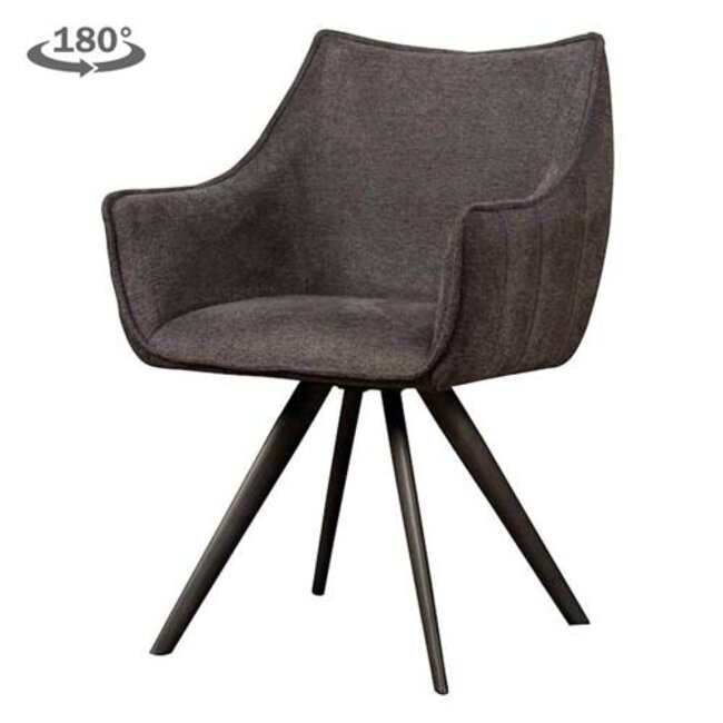 Tower Living Riviera Armstoel - fabric Brego 18 dark grey (draaibaar)