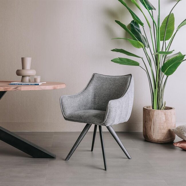 Tower Living Riviera Armstoel - fabric Brego 09 middle grey (draaibaar)