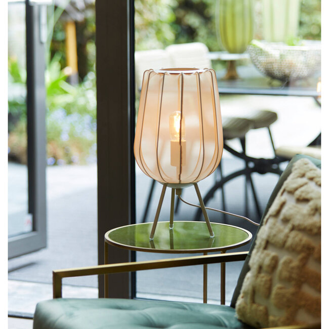 Light en Living Tafellamp PLUMERIA Zand Ø25x45 cm - Light & Living