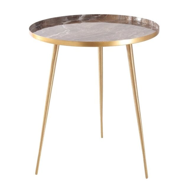 PTMD Bijzettafel Jiven Goud / Marmer print