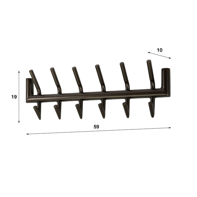 WoonStijl Kapstok Tubo 2x6 haken bruin