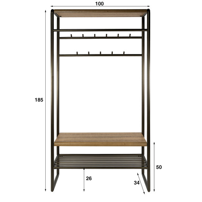 WoonStijl Garderobemeubel Luno 100cm bruin