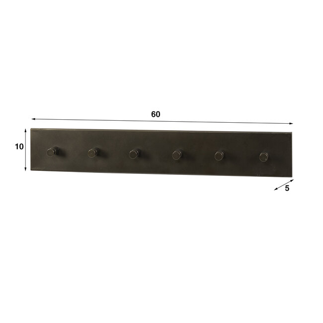 WoonStijl Kapstok Terra 6 haken bruin - 60 cm