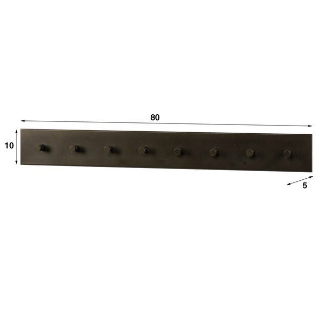 WoonStijl Kapstok Terra 8 haken bruin - 80 cm