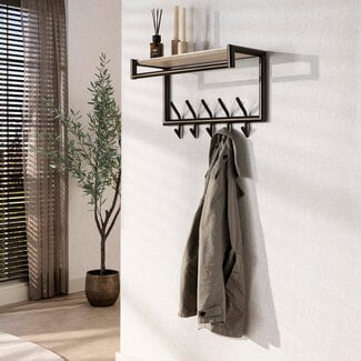 WoonStijl Kapstok Terra roede en hoedenplank 2x5 haken 65cm