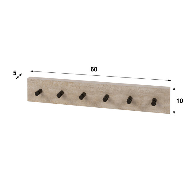 WoonStijl Kapstok Travino 6 haken - 60 cm