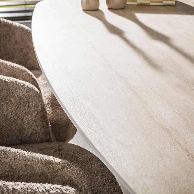 WoonStijl Eettafel Romano Centro deens ovaal 215cm / 3D keramiek travertin