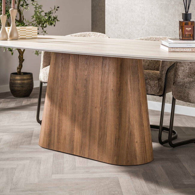 WoonStijl Eettafel Romano Centro deens ovaal 215cm / 3D keramiek travertin