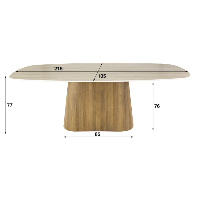 WoonStijl Eettafel Romano Centro deens ovaal 215cm / 3D keramiek travertin
