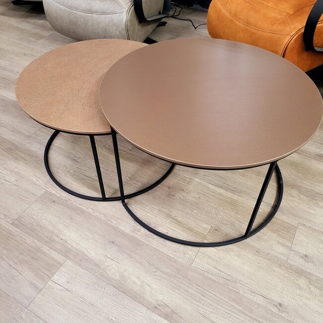 WoonMax Salontafel Harlow set van 2 - lamulux geborsteld gehamerd koper