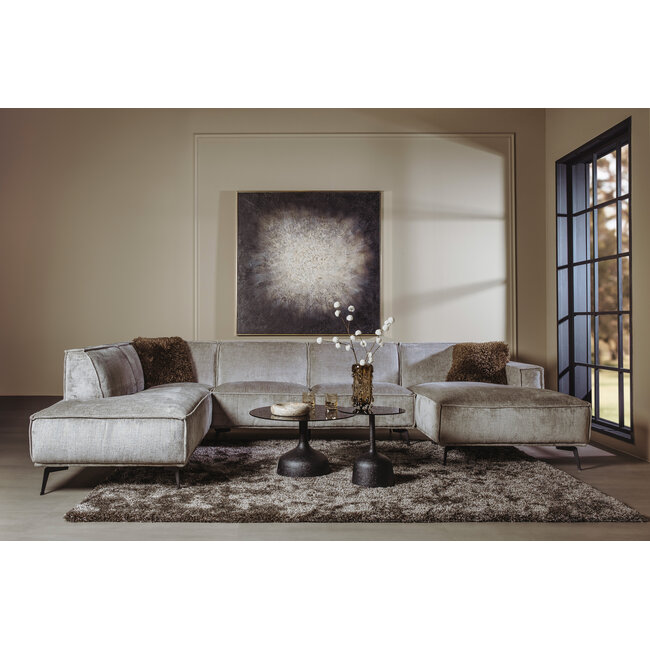 Tower Living Leeds Chaise R - 2 5 - Ottoman L - Touch 27 Light grey