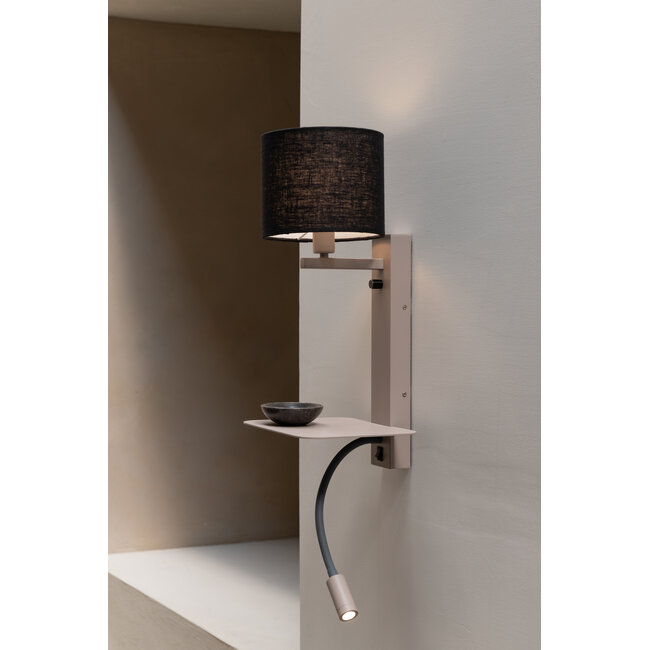 it's about RoMi Wandlamp Florence+leeslamp zand/kap 1815 zwart