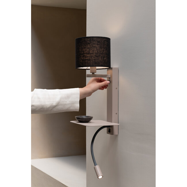 it's about RoMi Wandlamp Florence+leeslamp zand/kap 1815 zwart