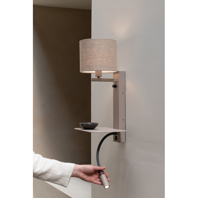it's about RoMi Wandlamp Florence+leeslamp zand/kap 1815 linnen donker