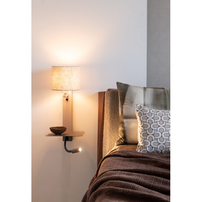 it's about RoMi Wandlamp Florence+leeslamp zand/kap 1815 linnen licht
