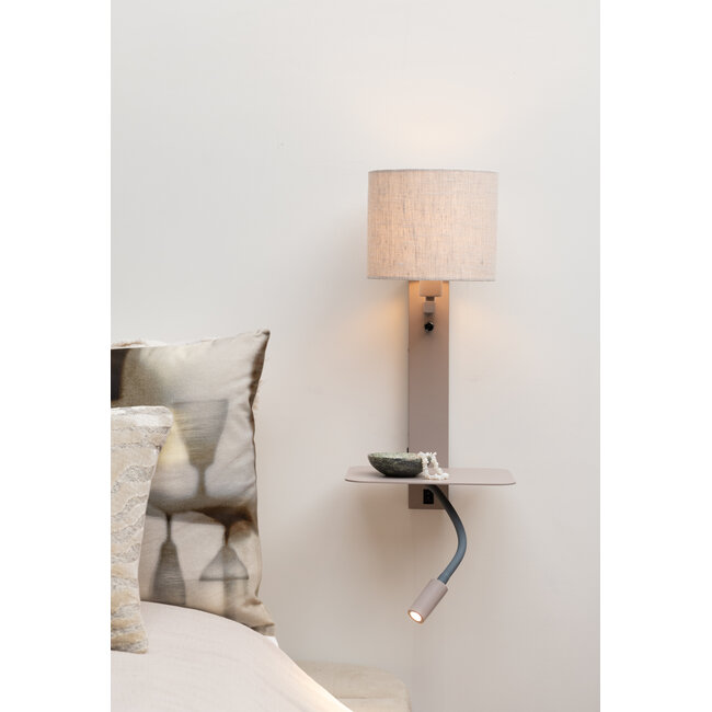 it's about RoMi Wandlamp Florence+leeslamp zand/kap 1815 linnen licht