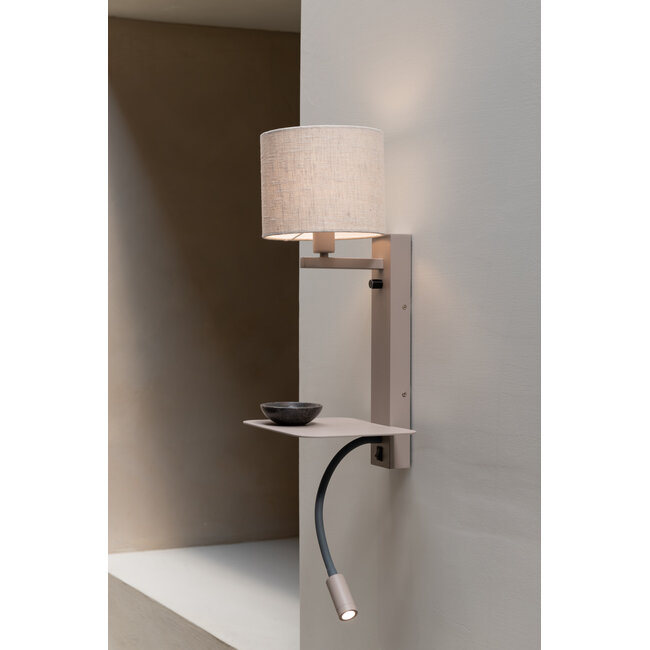it's about RoMi Wandlamp Florence+leeslamp zand/kap 1815 linnen licht