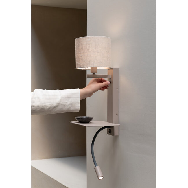 it's about RoMi Wandlamp Florence+leeslamp zand/kap 1815 linnen licht