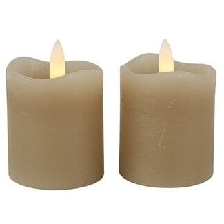 Countryfield Stompkaars rustiek Ø 5 cm Led Lyon beige set van 2