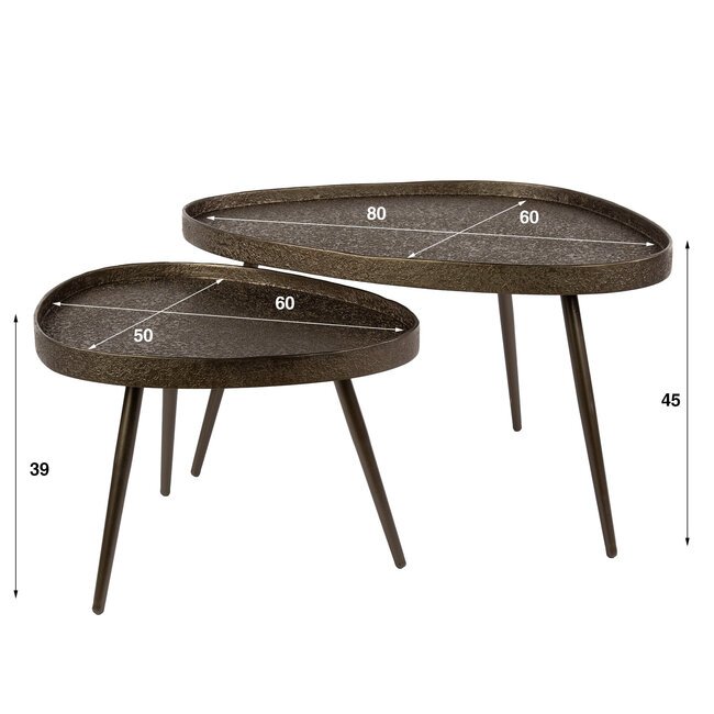 WoonStijl Salontafel Contour driehoekig set van 2