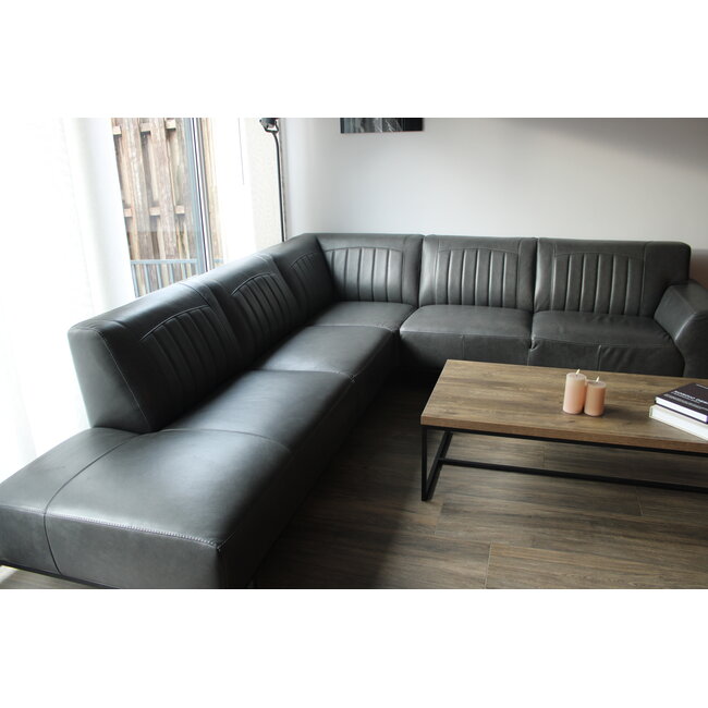 WoonMax Showroommodel Lederen Hoekbank Power B2 antraciet